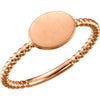 Oval Engravable Beaded Ring in 14K Rose Gold (Size 6)