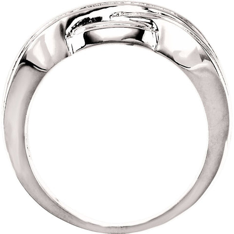 14k White Gold Woven Design Band, Size 6