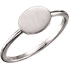 14K White Gold Oval Engravable Ring (Size 6)