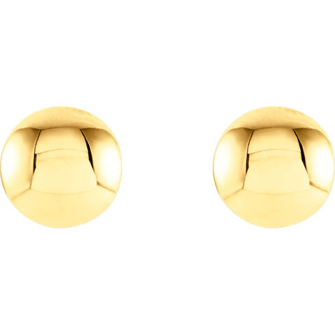 14k Yellow Gold Convex Circle Earrings