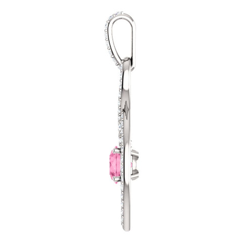 14k White Gold Pink Sapphire & 3/8 CTW Diamond Pendant