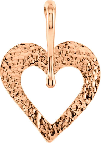 14k Rose Gold Heart Pendant with Hammered Finish