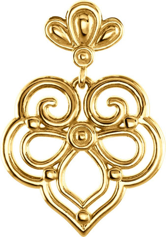 14k Yellow Gold Decorative Dangle Pendant