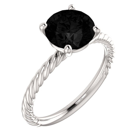14k White Gold Onyx Ring, Size 7