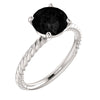 14k White Gold Onyx Ring, Size 7