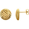Pair of Pierced Button Earring in 14k Yellow Gold
