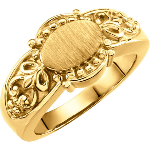 14K Yellow Gold Fashion Signet Ring, Size 6