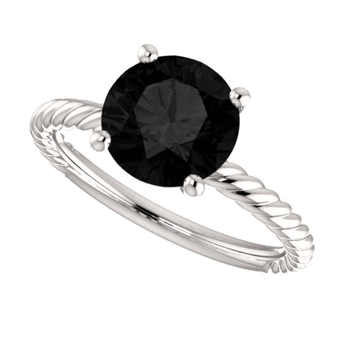 14k White Gold Onyx Ring, Size 7