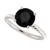 14k White Gold Onyx Ring, Size 7
