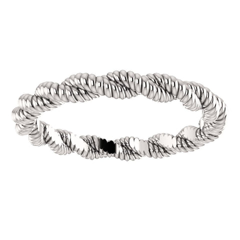 14k White Gold Twisted Rope Band Size 7