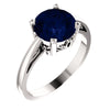 14K White Gold Chatham« Created Blue Sapphire Ring (Size 6)