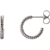 14K White Gold 12mm Hoop Earrings With Rope Design