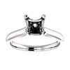 Platinum 6.5mm Square Engagement Ring Mounting, Size 7