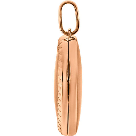 14k Rose Gold Heart Rope Design Locket