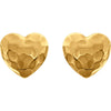 14k Yellow Gold Hammered Heart Earrings