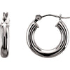 14K White Gold 15mm Tube Hoop Earrings