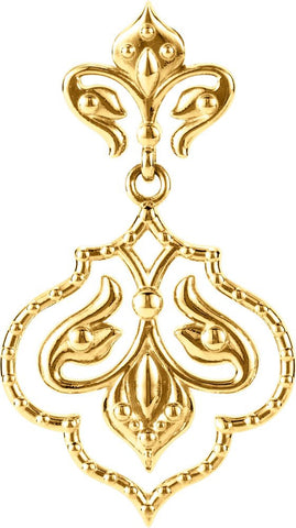 14k Yellow Gold Decorative Dangle Pendant