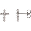 14K White Gold Beaded Cross Earrings