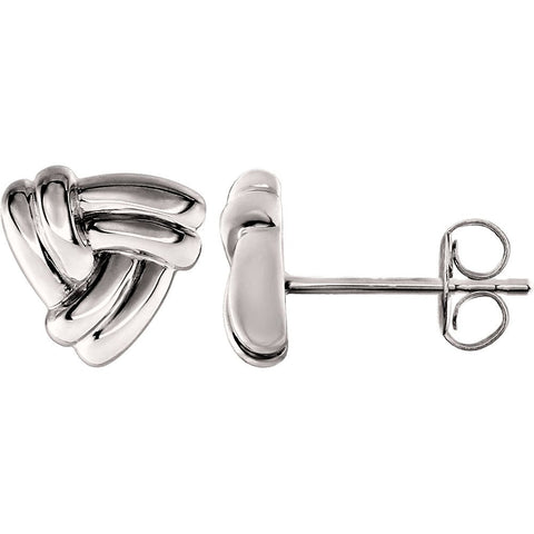 14k White Gold Triangle Knot Earrings