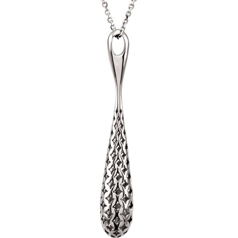 14k White Gold Pierced Teardrop 18" Necklace