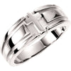 Religious Cross Duo Wedding Band Ring in 14k White Gold ( Size 10 )