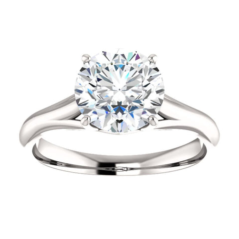 14k White Gold 8mm Round Forever Brilliant® Moissanite Solitaire Engagement Ring, Size 7