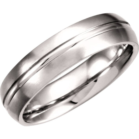 14k White Gold 6mm Fancy Carved Band with Satin Finish Size 12.5