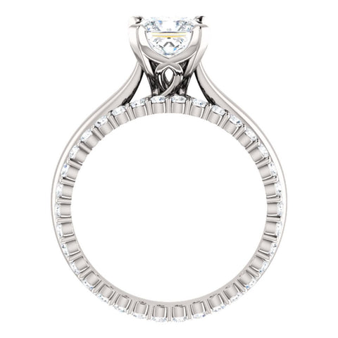 Platinum 5mm Square Engagement Ring Mounting, Size 7