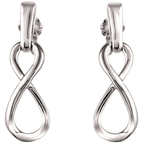 14k White Gold Infinity-Inspired Dangle Earrings