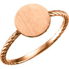 Round Engravable Rope Ring in 14K Rose Gold (Size 6)