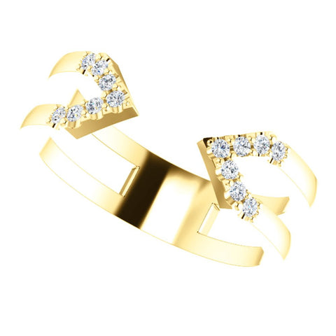 14k Yellow Gold 1/8 CTW Diamond Geometric Ring, Size 7