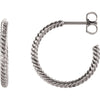 14K White Gold 17mm Hoop Earrings With Rope Design