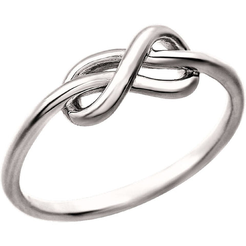 14k White Gold Infinity-Inspired Knot Ring , Size 7