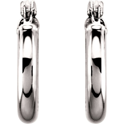 14k White Gold 13mm Tube Hoop Earrings