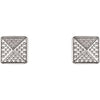 14k White Gold Granulated Pyramid Earrings