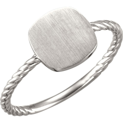 Continuum Sterling Silver Antique Engravable Rope Ring , Size 7