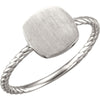 Continuum Sterling Silver Antique Engravable Rope Ring, Size 7