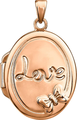 Rose Gold Plated Sterling Silver Oval Love Locket