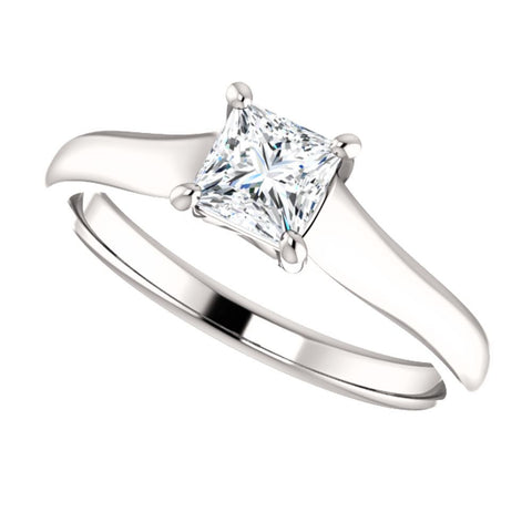 14k White Gold 1/2 CTW Diamond Princess Woven Engagement Ring, Size 7