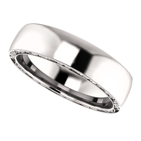 14k White Gold 6mm Sculptural-Inspired Relief Pattern Band Size 11