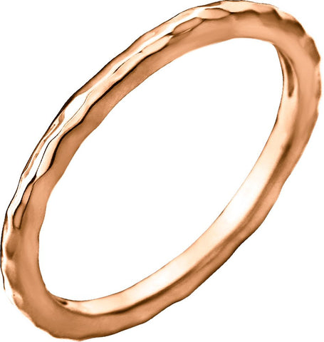 14k Rose Gold 2mm Hammered Stackable Ring Size 8