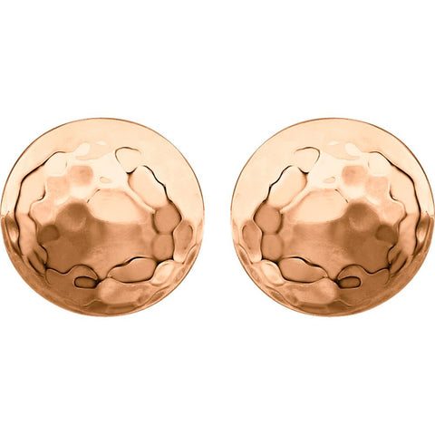 14k Rose Gold Hammered Disk Earrings