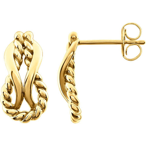 14k Yellow Gold Teardrop Rope Design Earrings