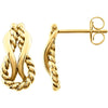 14k Yellow Gold Teardrop Rope Design Earrings