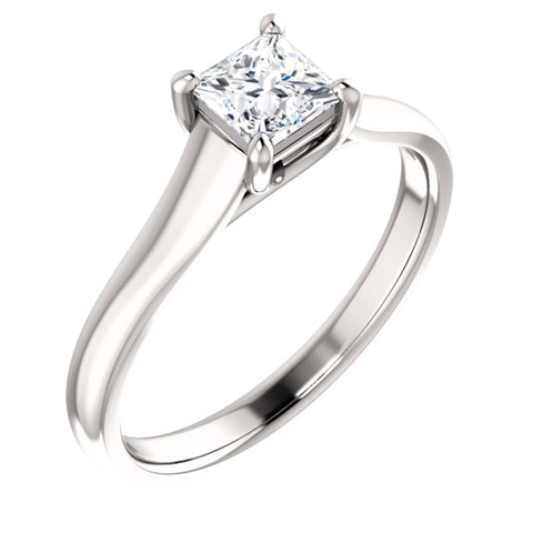 14k White Gold 1/2 CTW Diamond Princess Woven Engagement Ring, Size 7