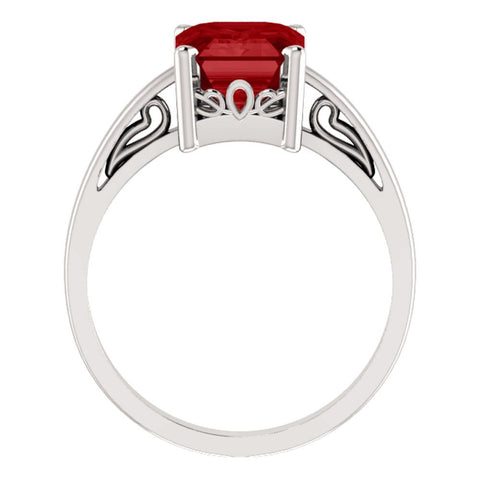 14k White Gold 9x7mm Emerald Scroll Setting® Ring Mounting, Size 7