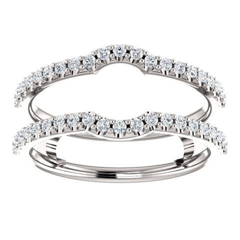 14k White Gold 3/8 CTW Diamond Ring Guard to Fit 1/4 CT to 1 CT Center Stone, Size 7