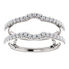 14k White Gold 3/8 CTW Diamond Ring Guard to Fit 1/4 CT to 1 CT Center Stone, Size 7