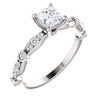 3/4 CTTW Vintage-Inspired Engagement Ring in 14k White Gold ( Size 6 )