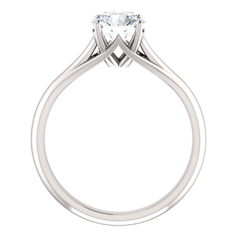 14k White Gold 6.5mm Round Forever Brilliant® Moissanite Solitaire Engagement Ring, Size 7